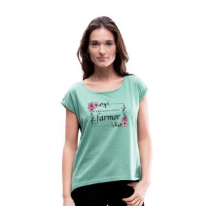 T-shirt med upprullade ärmar - Världens bästa farmor-image