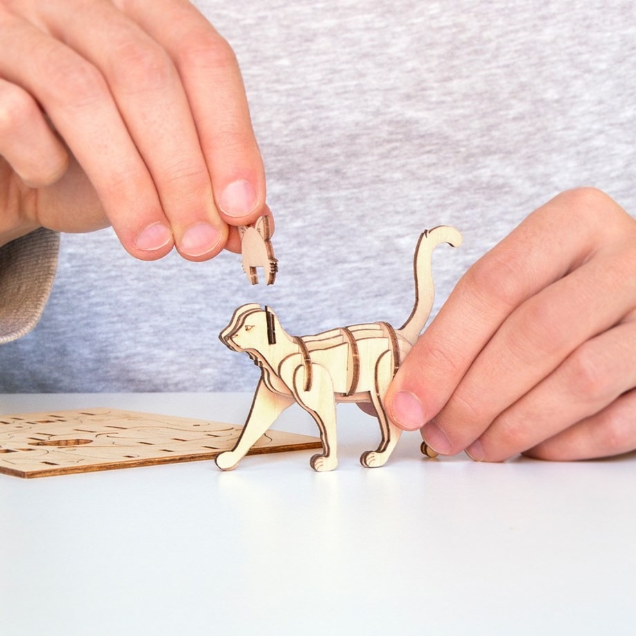 Mini 3D-pussel i trä - Katt-image